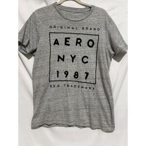 Aeropostale T-shirts‎ Gray NY Men's sz M 3d texture Y2k Vibe grunge Casual